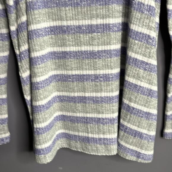 Lane Bryant Gray/Purple Striped Long Sleeve Ribbed Top Square Neck Size 14/16 - Picture 3 of 9